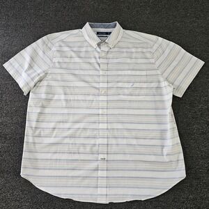 Nautica Mens XXL Blue Stripe Short Sleeve Button Down Shirt